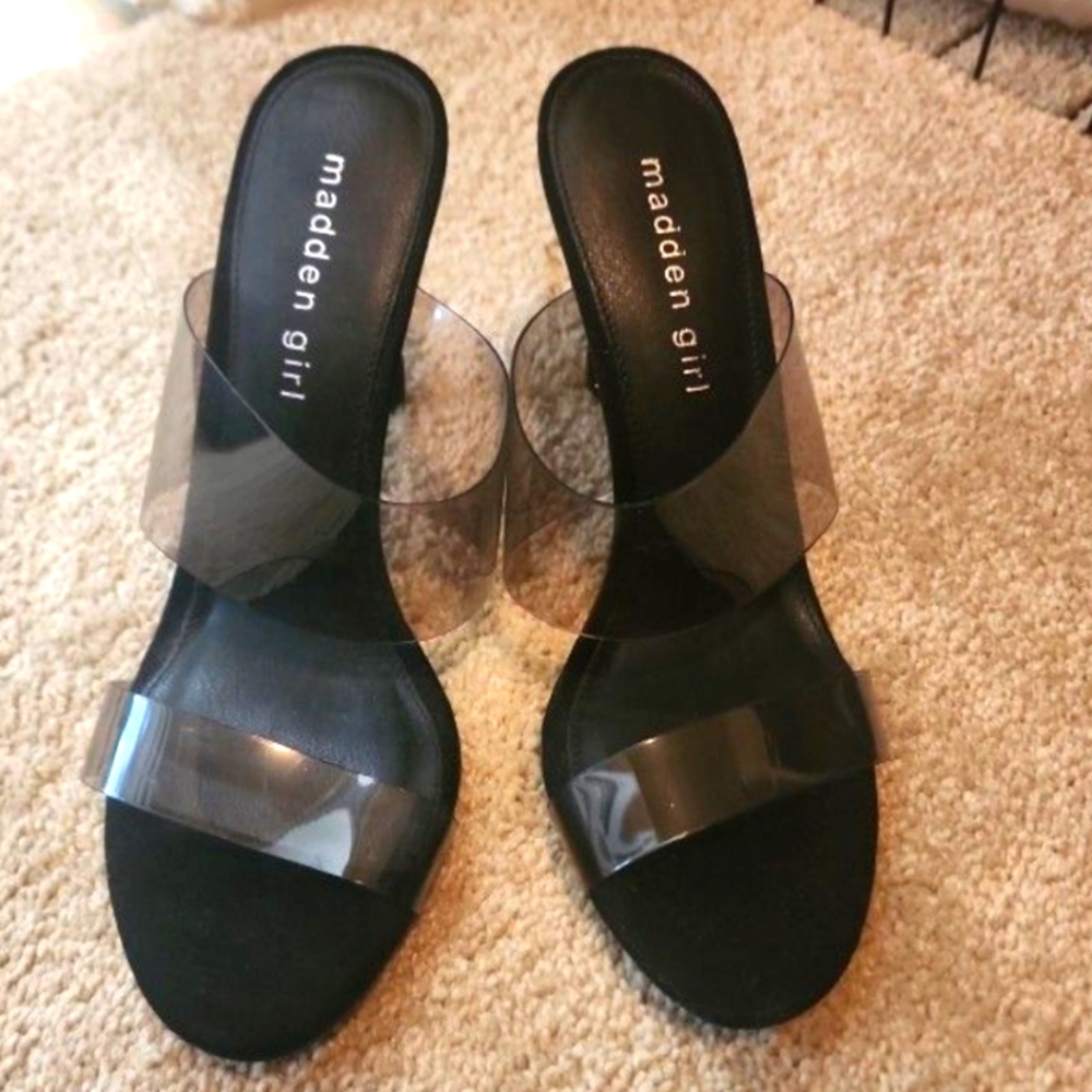 Madden Girl clear mules